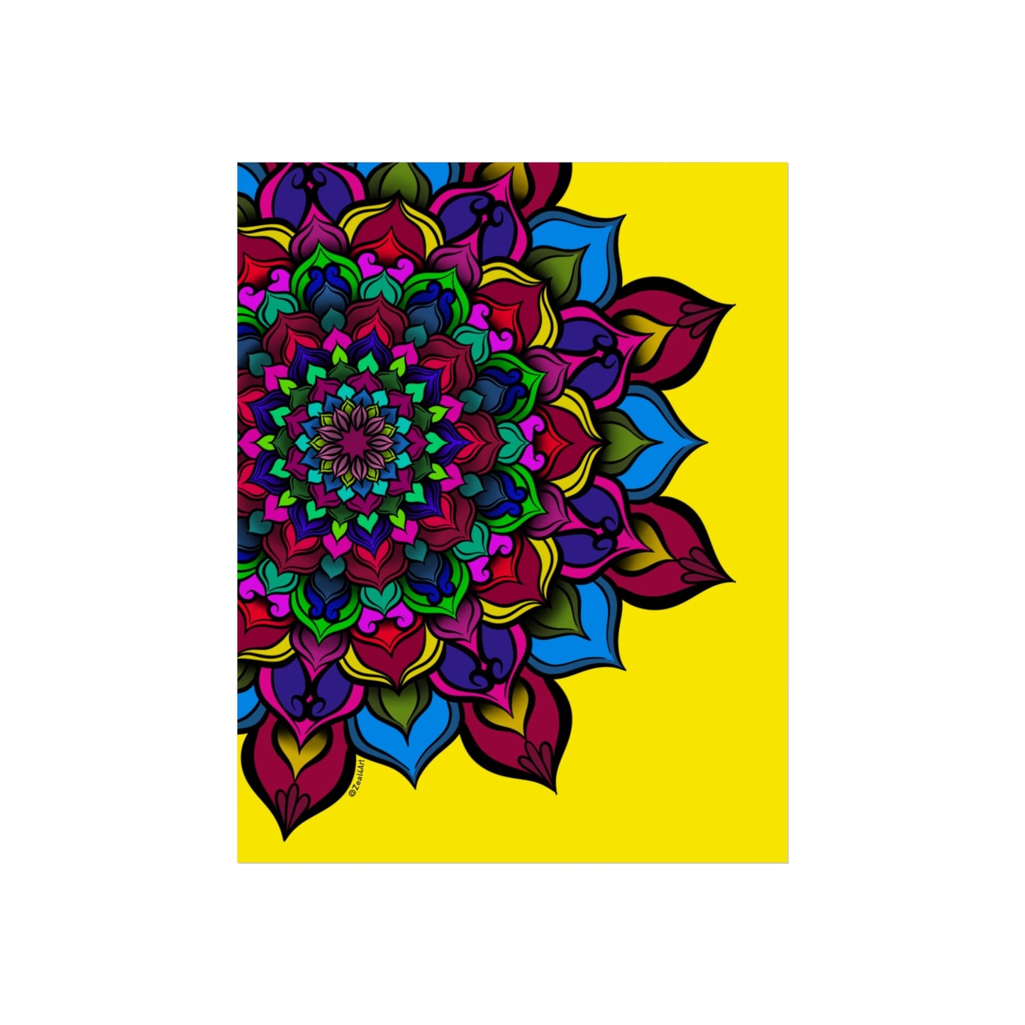 Bright Yellow Mandala Art Print