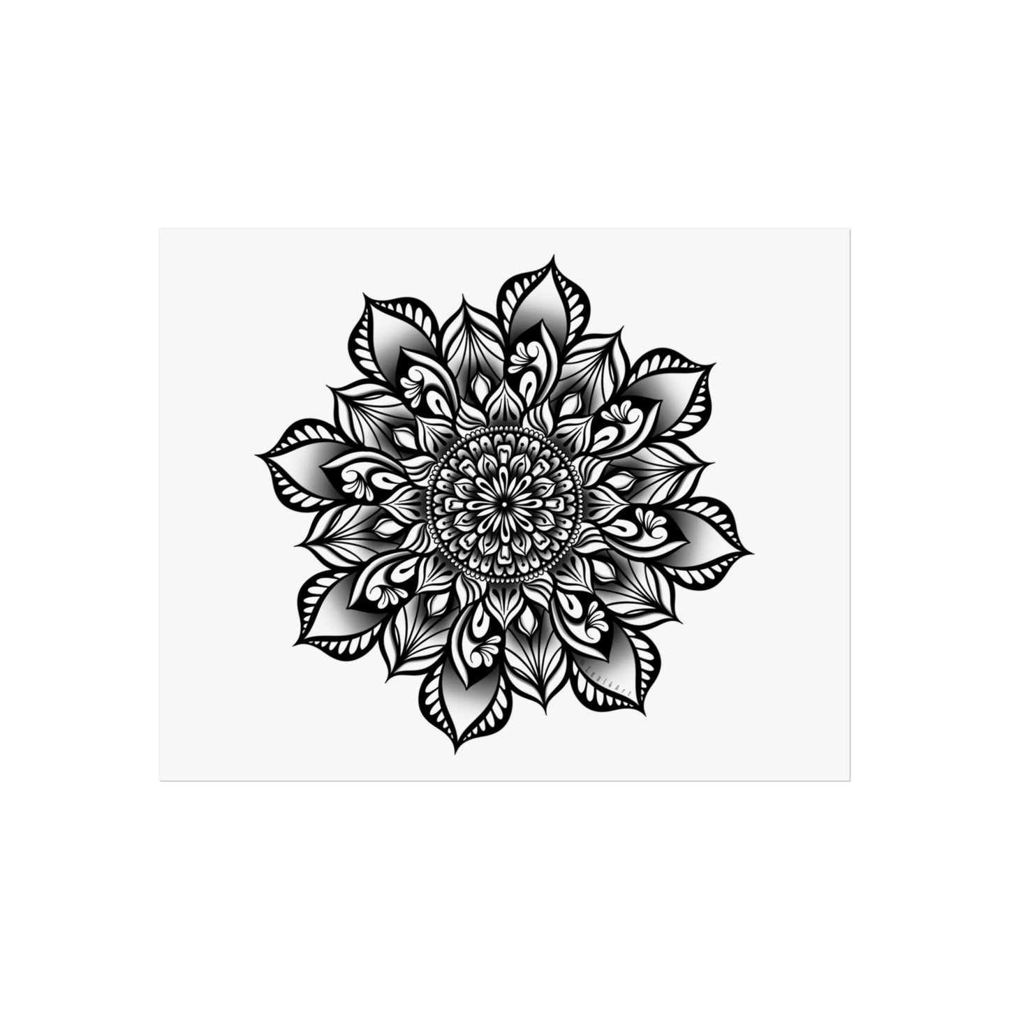 Black and White Petal Mandala Art Print