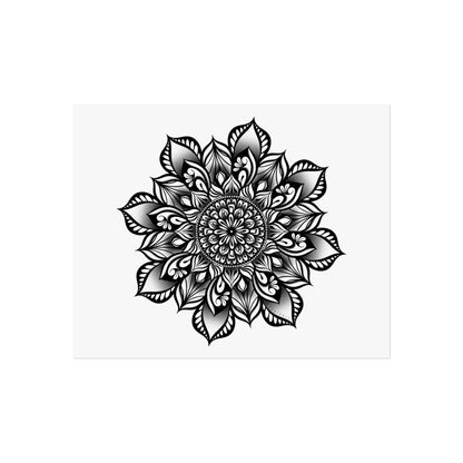 Black and White Petal Mandala Art Print