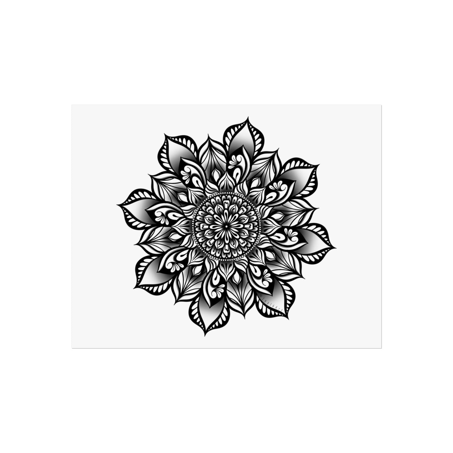 Black and White Petal Mandala Art Print