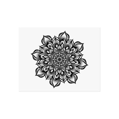 Black and White Petal Mandala Art Print