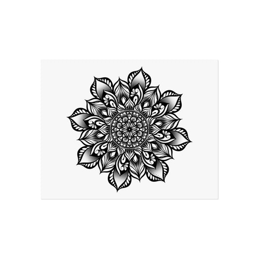 Black and White Petal Mandala Art Print