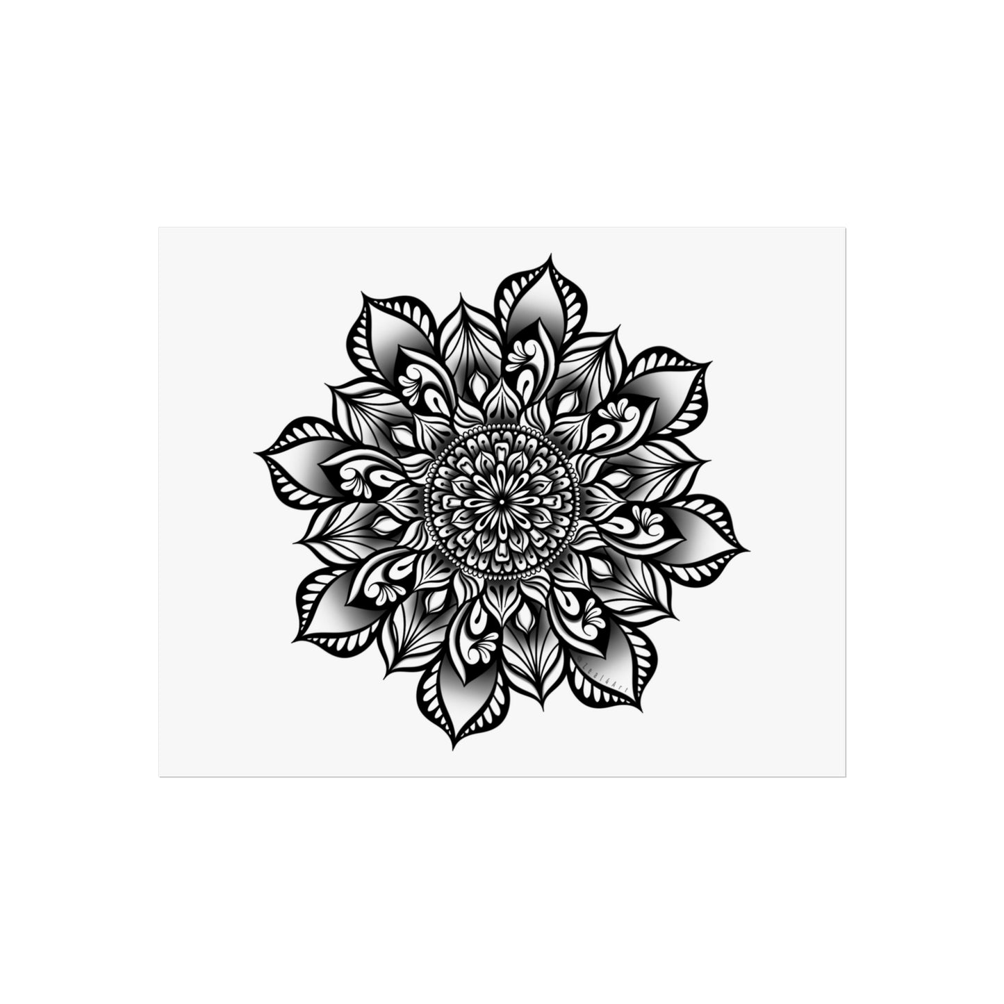 Black and White Petal Mandala Art Print