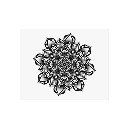 Black and White Petal Mandala Art Print